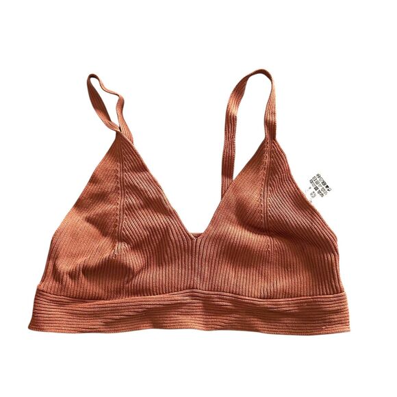 ZARA Ribbed Knit Bralette Rust Small - Picture 2 of 5
